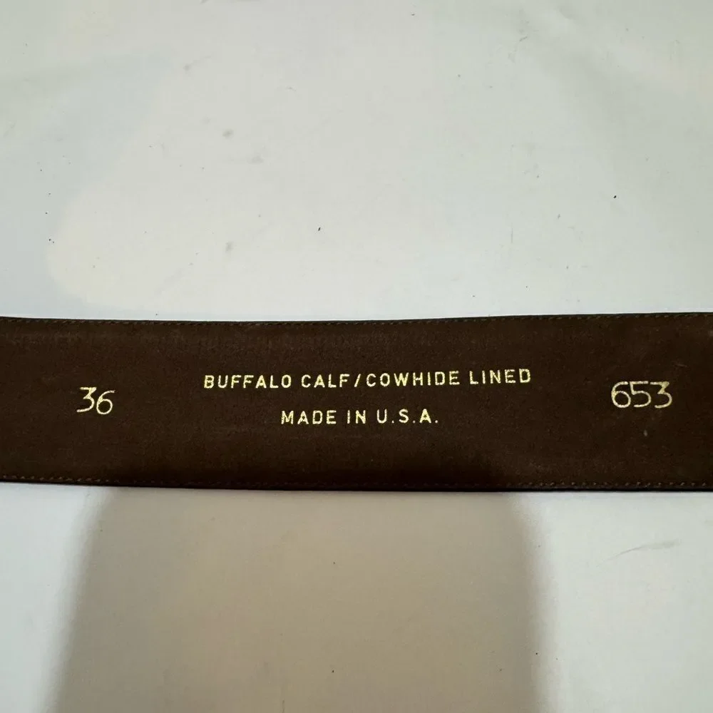 Genuine Buffalo Calf Cowhide Lined Leather Buckle men’s Belt - Picture 3 of 5